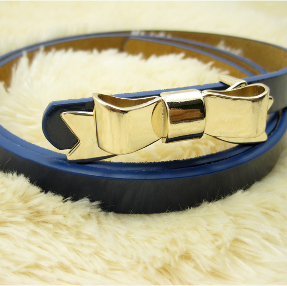 Sweet candy color gold bow buckle women's japanned leather belt women's strap thin belt decoration