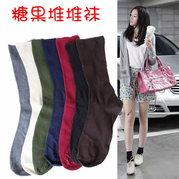 Sweet candy color socks cute socks all-match fashion sock 100% cotton multicolour 7659