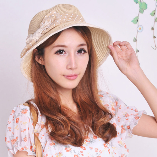 Sweet cute hat female summer anti-uv bow sun-shading strawhat