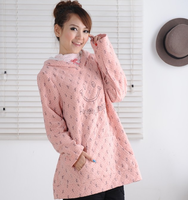 Sweet dimond plaid thickening maternity top maternity outerwear maternity sweatshirt 5267