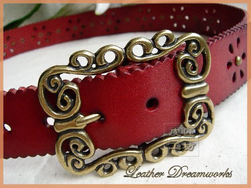 Sweet genuine leather pin buckle stenciling women's strap fashion genuine leather red belt women's all-match