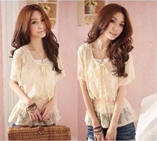 Sweet Lace Blouse with Vest, Best suit shirt top, New arrival,Fash free shipping