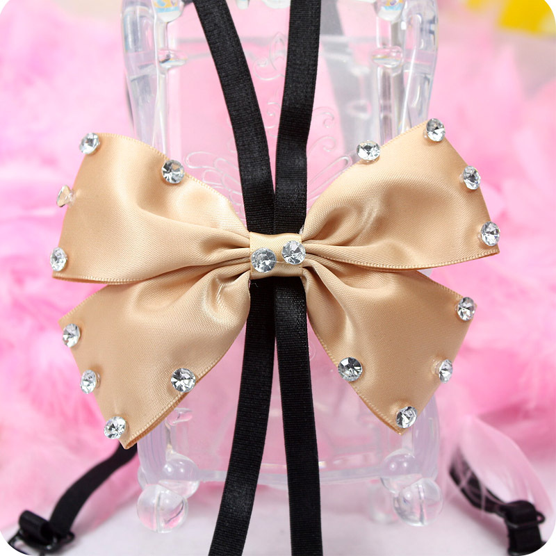 Sweet princess rhinestone champagne color big bow unique lourie cross shoulder strap pectoral girdle
