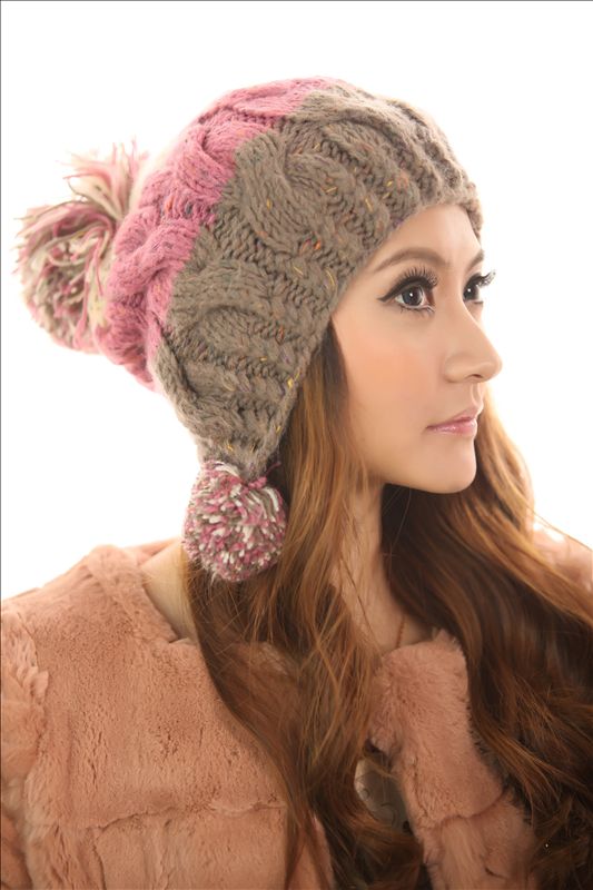 Sweet sphere knitted hat female hat winter thermal protector ear cap