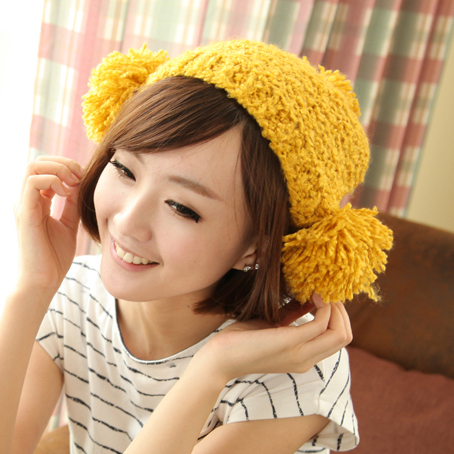 Sweet sphere lovely yarn knitted hat women's autumn and winter hat
