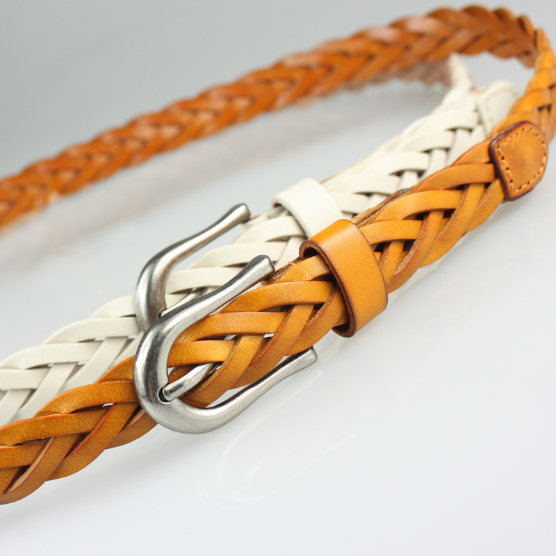 Sweet strap genuine leather genuine leather women's Women all-match knitted belt decoration tieclasps