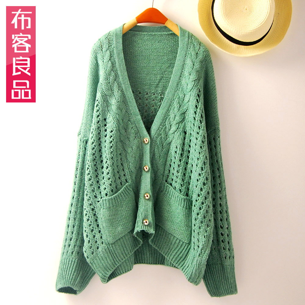 Sweet V-neck cutout batwing sleeve loose sweater outerwear cardigan women autumn new arrival bm114