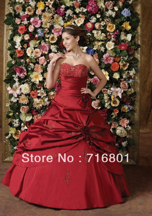 Sweetheart Beading Ruffles Flowers Floor Length Quinceanera Prom Dress ONID261S