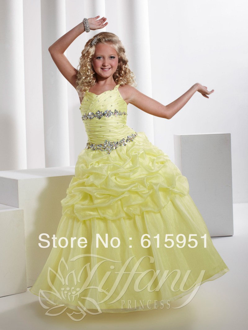 Sweetheart Neck Pageant Gown Eye Catching Princess Flattering Long Light Yellow Pageant Gown  JY258