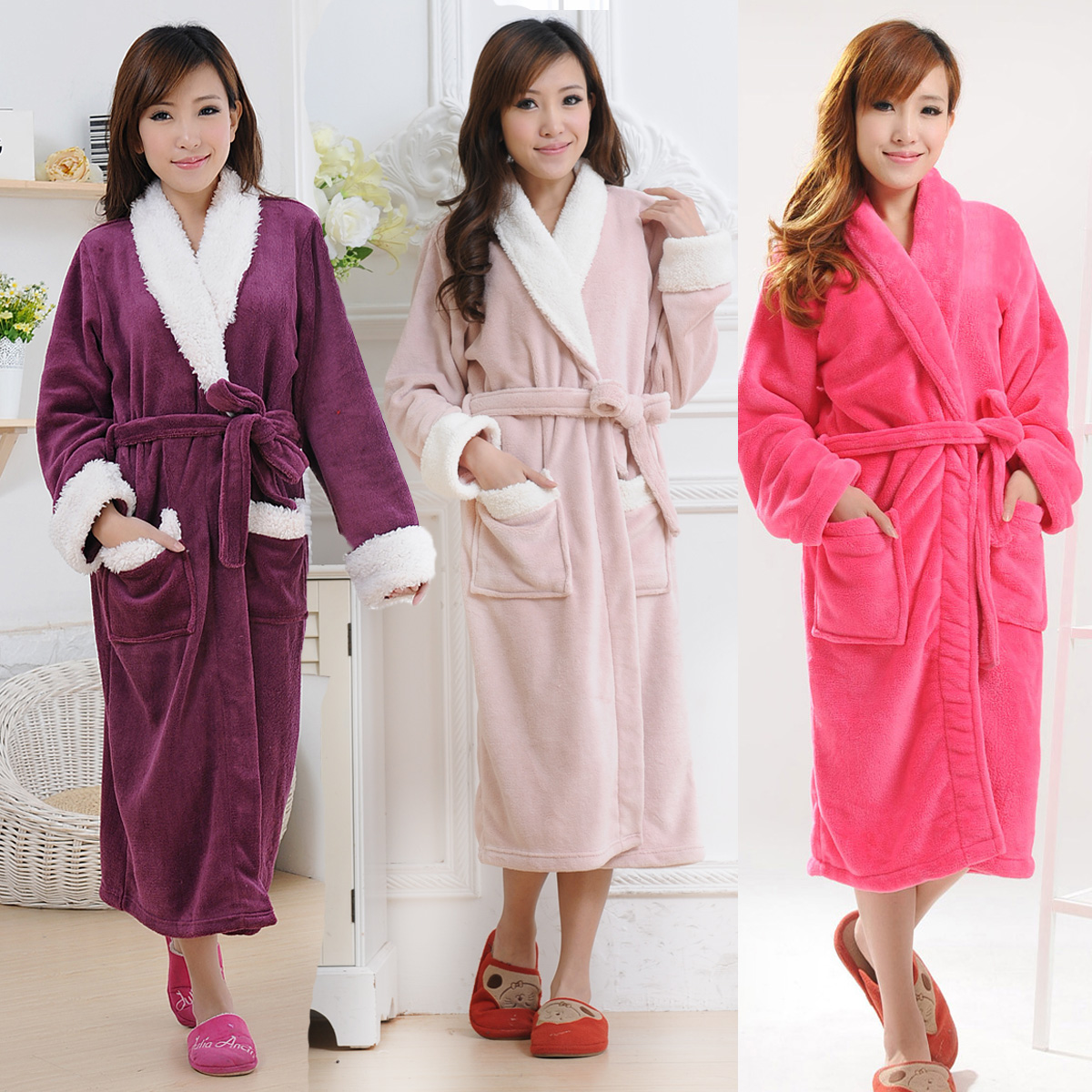 Sweets autumn and winter lovers coral fleece sleepwear robe bathrobes m01201