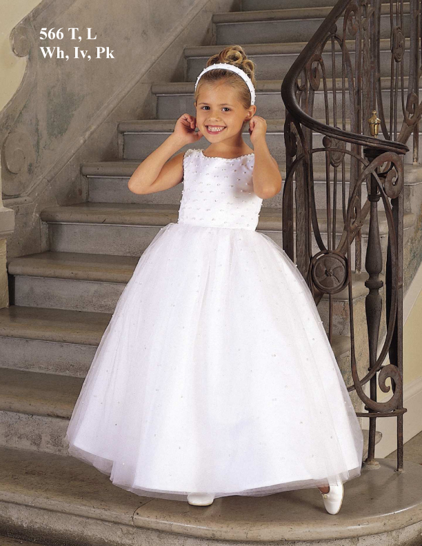 Sweety A-line Scoop Neckline Sleeveless Beaded Tulle First Communion Dress