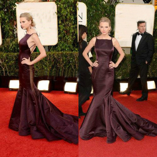 Swift Backless Out Off Shoulder Satin The 70th Annual Golden Globe Awards Celebrity Dress