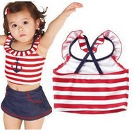 Swimwear girls navy swimwear child infant split swimwear 4