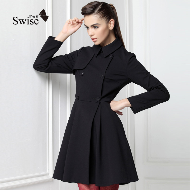 Swise 2012 fashion women's fashion slim long trench expansion bottom design outerwear