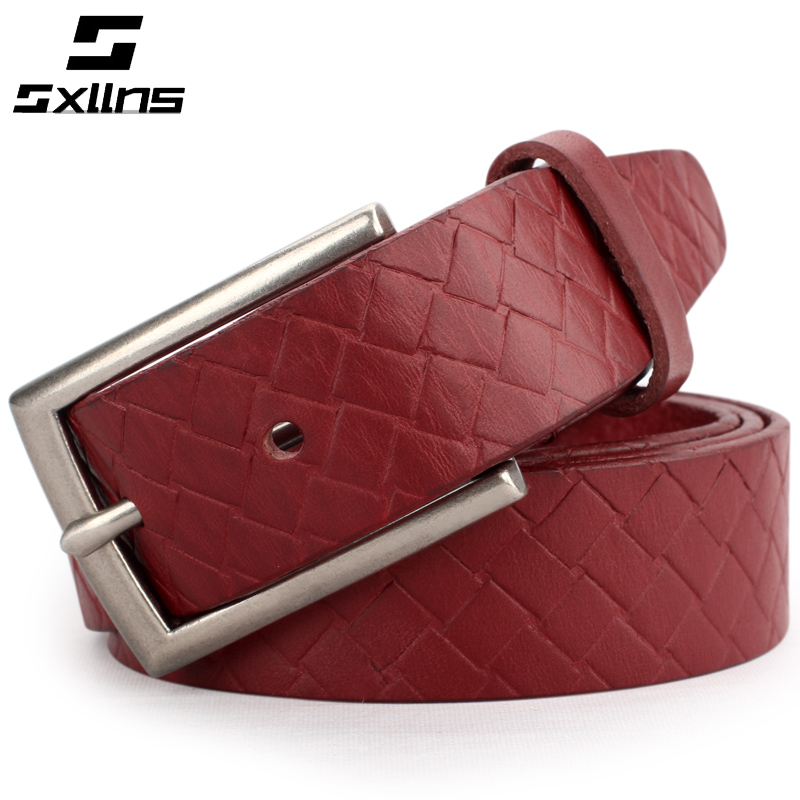 Sxllns strap Women genuine leather first layer of cowhide belt female all-match knitted vintage pin buckle