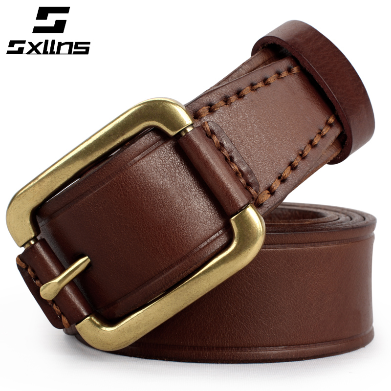 Sxllns Women strap genuine leather strap female first layer of cowhide belt female casual vintage pin buckle