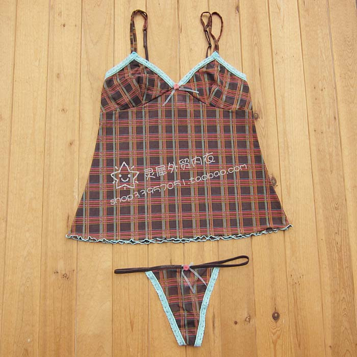 Sy-8 jannyfer grid plaid spaghetti strap short set 70abc bust