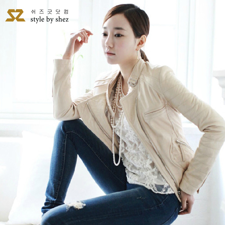 Sz 2012 autumn short design slim suede stand collar female leather clothing szsz111j33