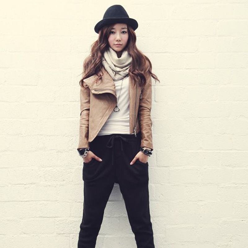 Sz 2012 winter women's design short slim motorcycle leather clothing jkt1921