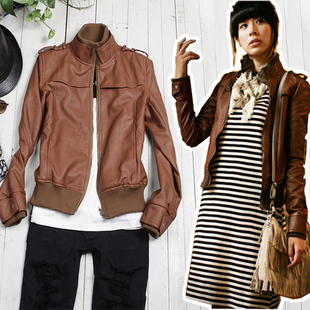Sz all-match handsome leopard print water wash g9928 leather jacket