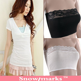 T-0178 spring and summer all-match basic lace decoration short design tube top tube top