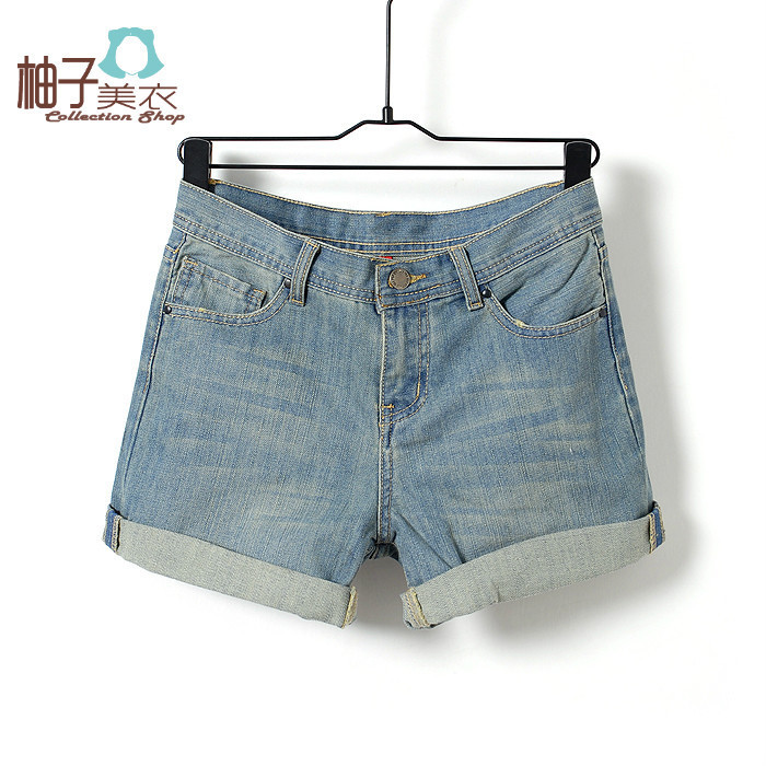 T-844-029 spring and summer 2012 new arrival fashion women's fashion mid waist casual all-match roll-up hem denim short trousers