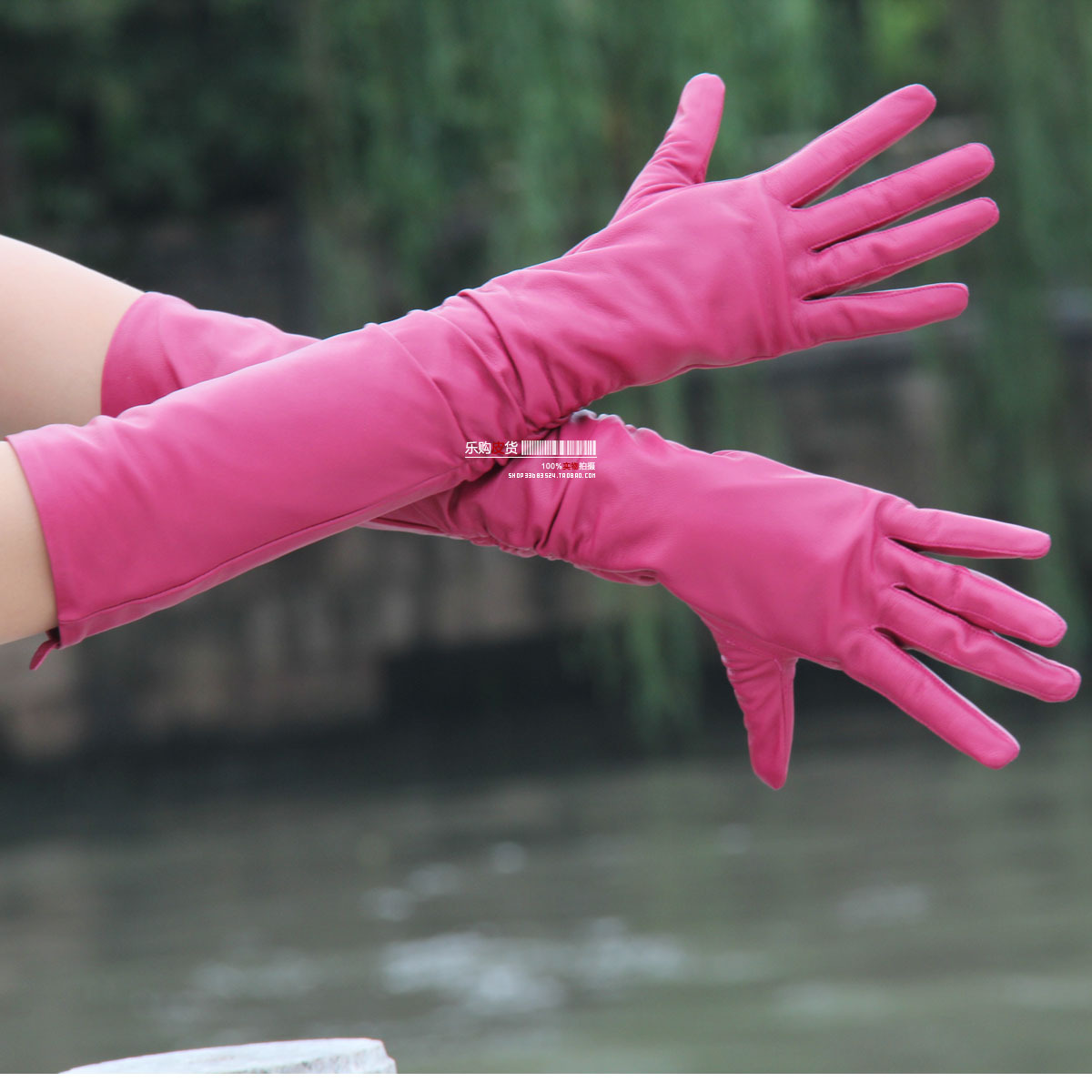 T ruslana korshunova crocodile genuine leather gloves long gloves sheepskin gloves female