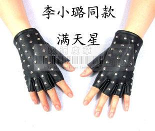 T ruslana korshunova mitring women's mantianxing rivet leather u star semi-finger gloves Free Shipping