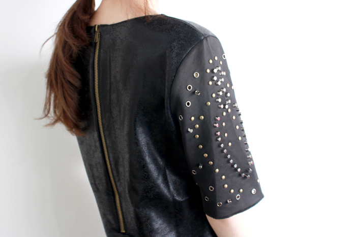 T . s . f street style gold teethteats leather skirt dress