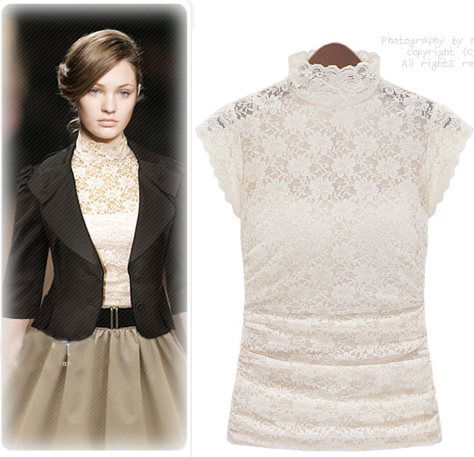 T-shirt 2012 fashion women's summer white lace short-sleeve knitted basic top