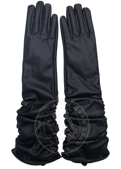 T ultra long paragraph ruslana korshunova women's leather gloves star style women's pleated PU gloves