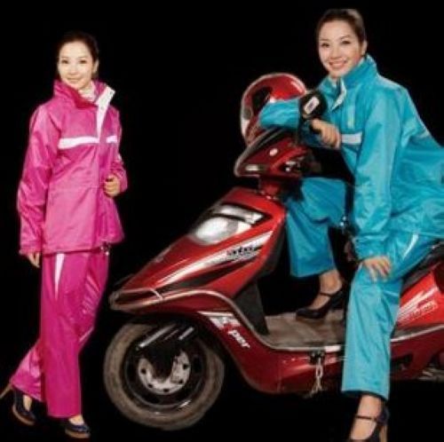 T094a women's nylon silk color block decoration double layer set raincoat poncho casual fashion