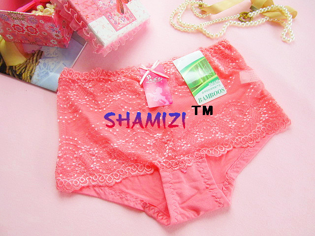 T1060 luxurious and noble exquisite lace decoration women's boxer panties bamboo fibre