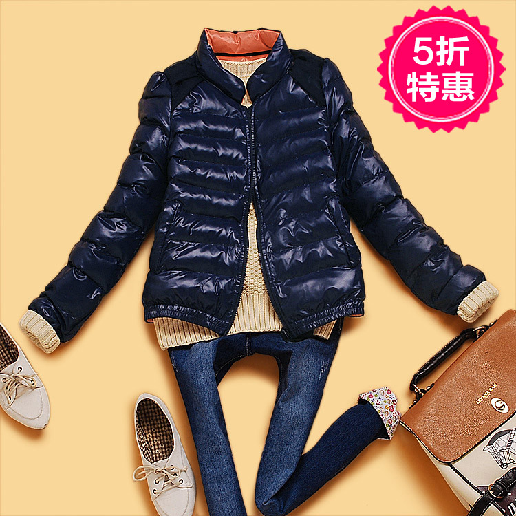 T2-4 winter new arrival women's classic color block chiffon patchwork stand collar reversible small cotton-padded jacket wadded