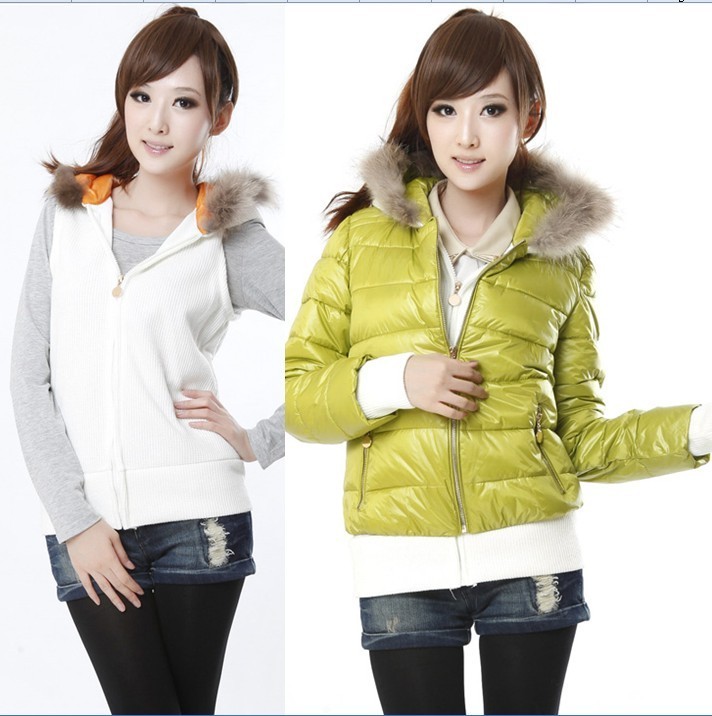 T2568 twinset fur collar short design wadded jacket outerwear with a hood cotton-padded jacket cotton-padded jacket autumn and