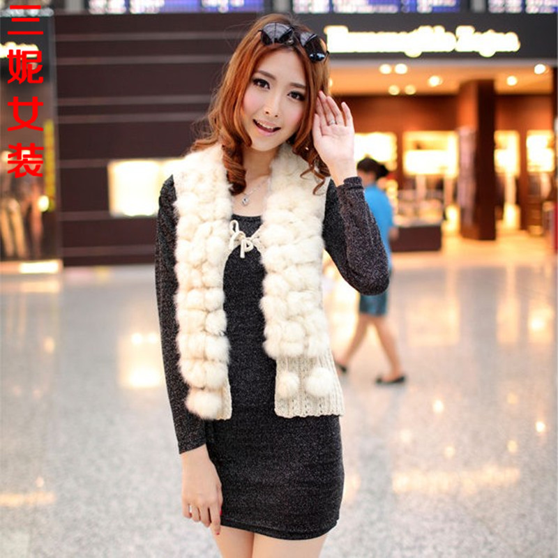 T99 women's autumn sweater cardigan loose sweater female rabbit fur ball vest outerwear