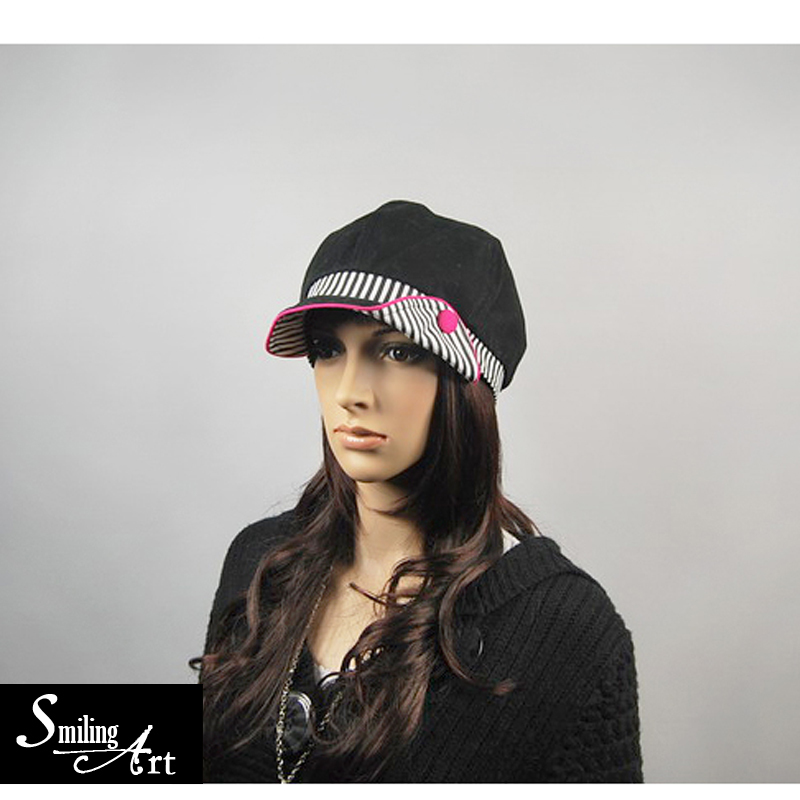 TANG 2011 autumn and winter 100% cotton roll up hem women's badian cap bucket hats black