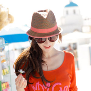 Taper fedoras summer women's sun-shading strawhat network-well cool hat casual hat