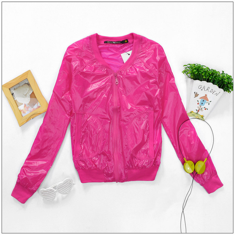 Taste of ultra-thin sun protection clothing V-neck zipper fluorescent long-sleeve loose coat 2