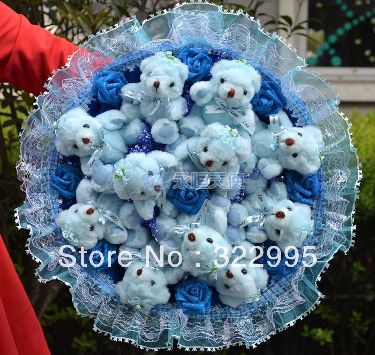 Teddy Bear bouquet creative gifts wedding supplies dried flowers fake bouquet fre shipping ZA687