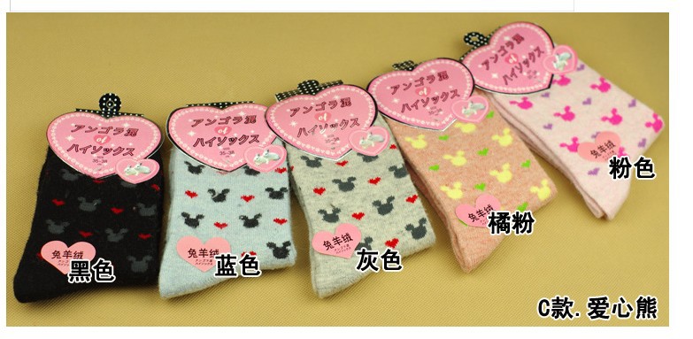 Ten double bag mail socks  upset super lovely rabbit wool socks warm stockings in tube socks,lady sock,free shipping