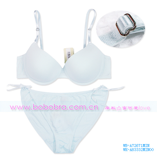 Tencel fabric thin cup large cup 100% cotton bra set light blue bcd cup