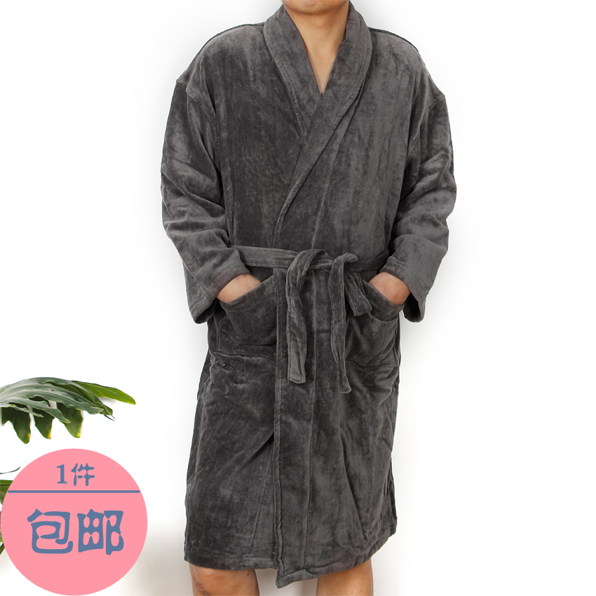 Terry loop pile 100% cotton long design male set lounge sleepwear bathrobes robe