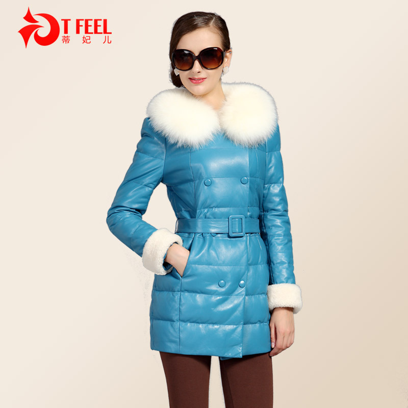 Tfeel 2012 fox fur sheepskin women's leather clothing down coat outerwear leather clothing