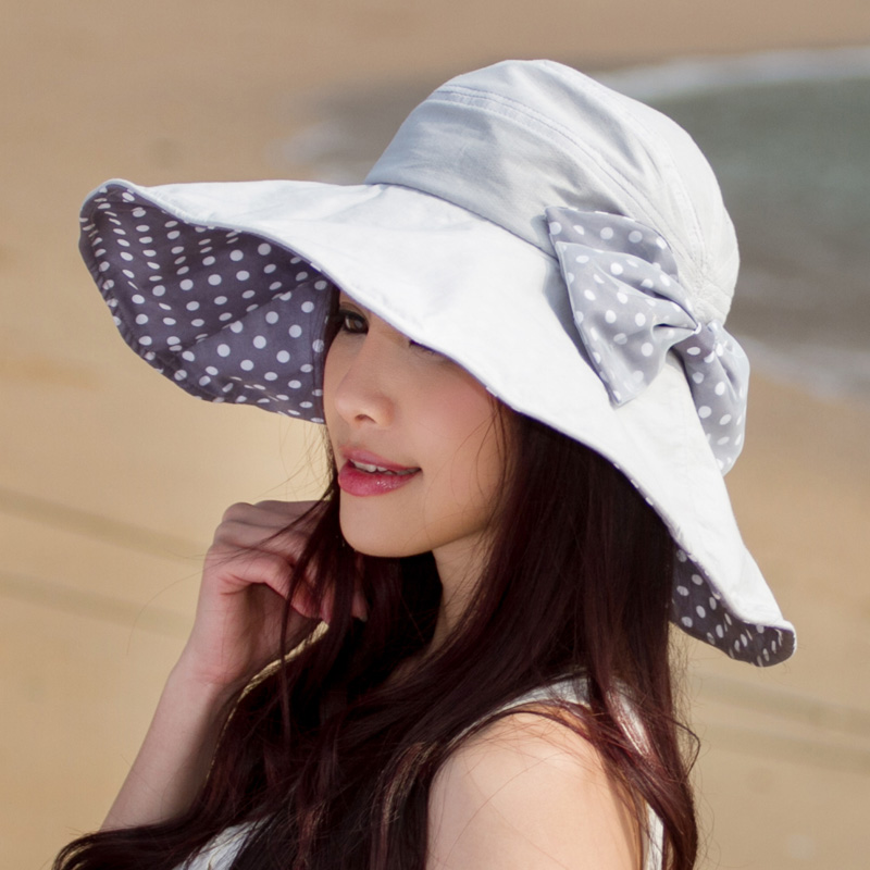 Thantrue anti-uv sunbonnet spring large women's cloth hat sunscreen 100% cotton dot bow