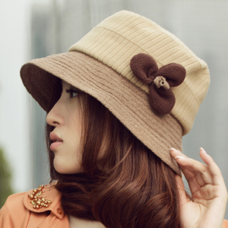 Thantrue flat bucket hats 2012 autumn and winter flower hat millinery women's bucket hat wool hat