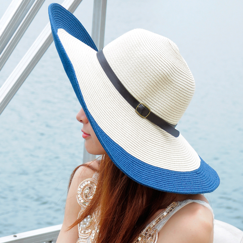 Thantrue pliableness elegant quality strawhat spring and summer women's braid straw beach hats big sun-shading hat