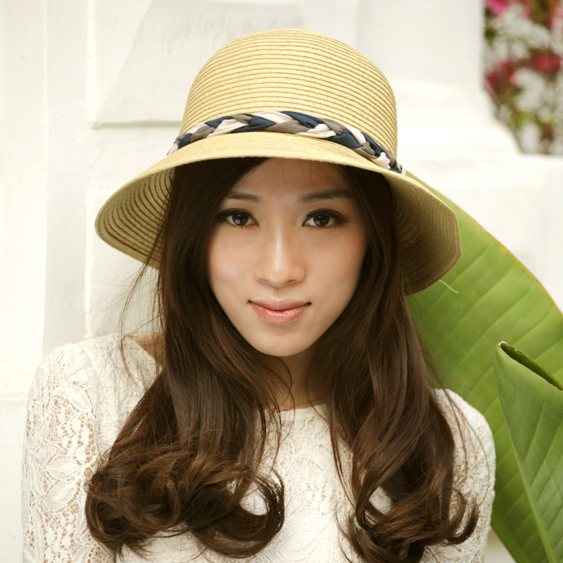 Thantrue spring and summer strawhat bianzi straw braid bucket hats women's flat sunscreen sunbonnet