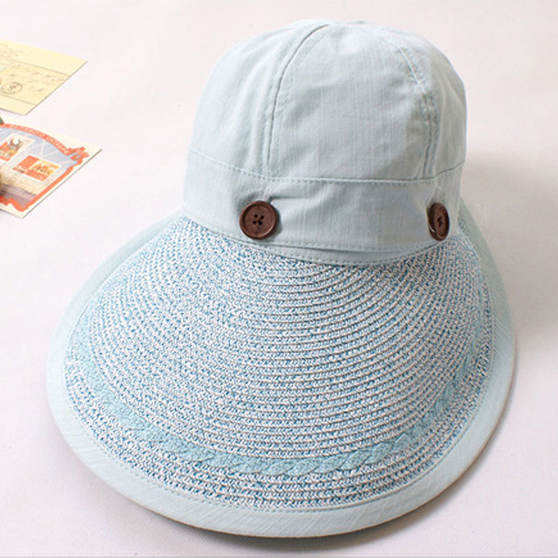 Thantrue spring and summer women's empty top sunbonnet straw braid hat large patchwork sun hat