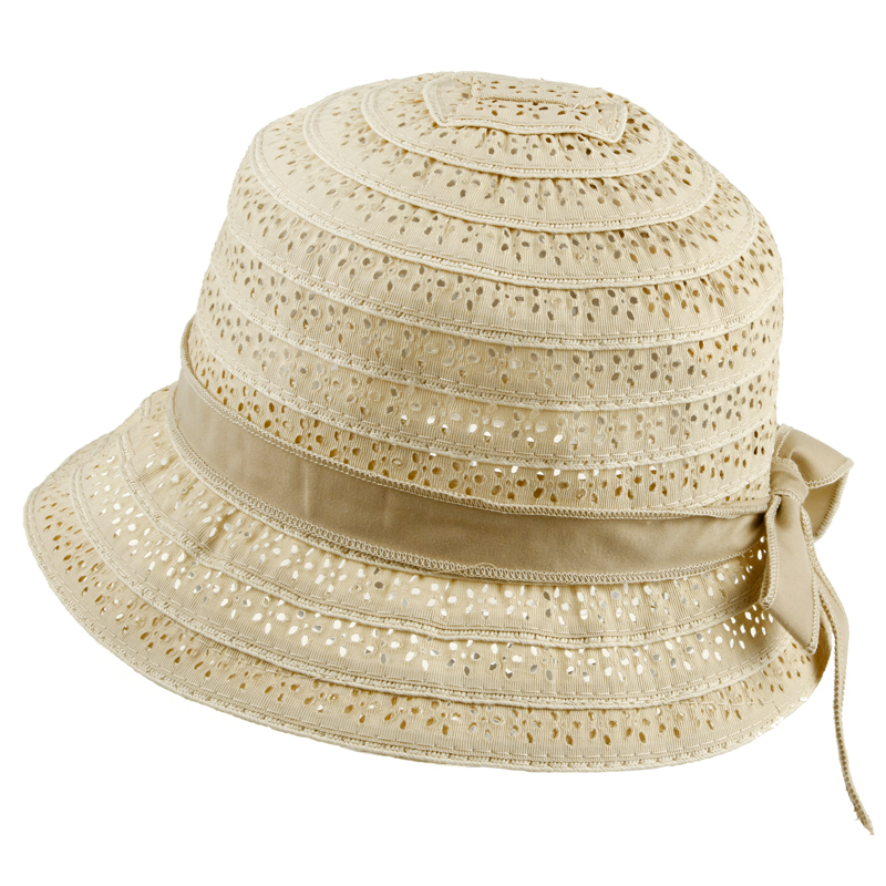Thantrue summer hat delicate cutout linen women's bucket hats c125
